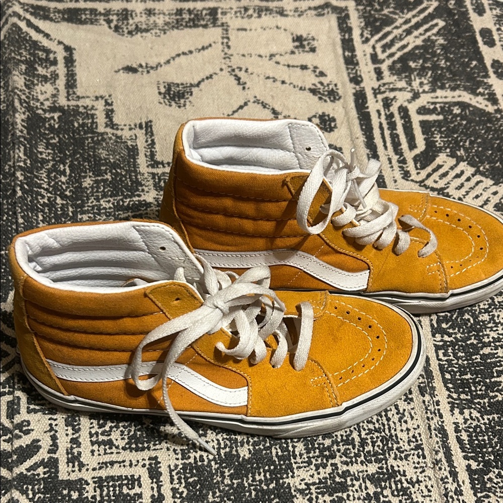 Vans Mustard and White High-Top Sneakers
